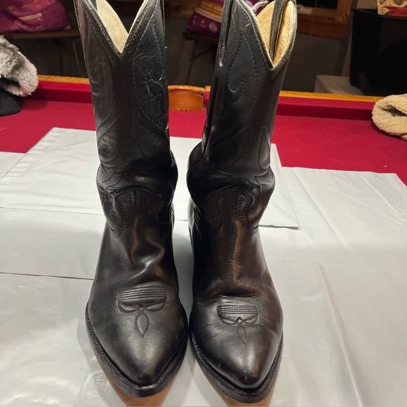 Stewart Boot Co. 1977 Hand Made Black Cowhide Leather Cowboy Boots Men’s  9.5 EE main image 5